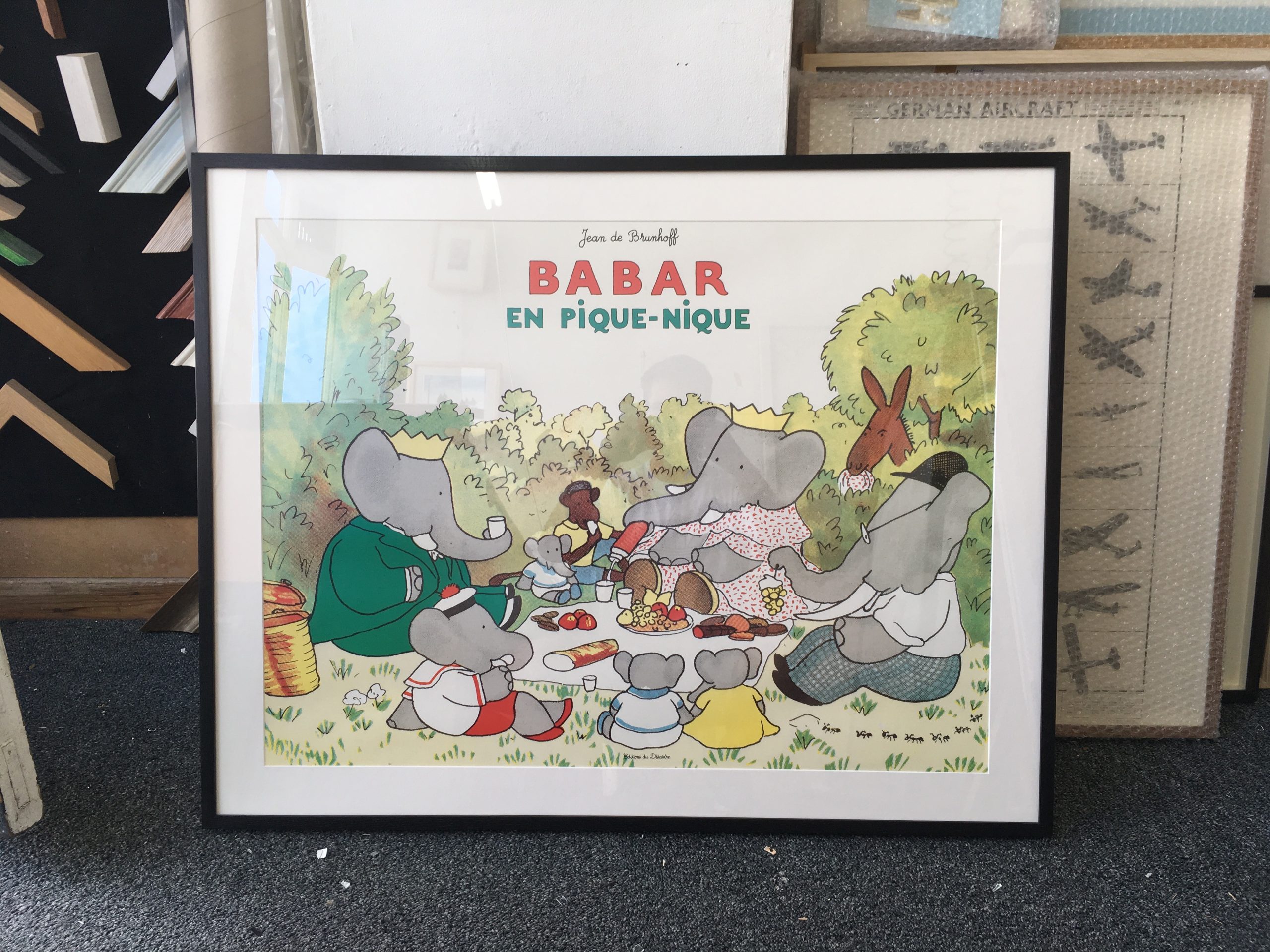 Babar poster in pre-finished black frame full without a mount